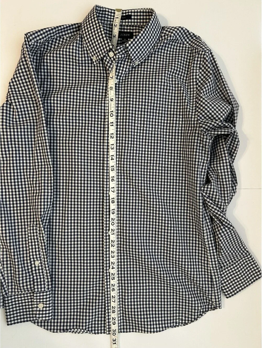 J Crew Ludlow Mens Size M Button Down Dress Shirt Gingham Navy White Preppy